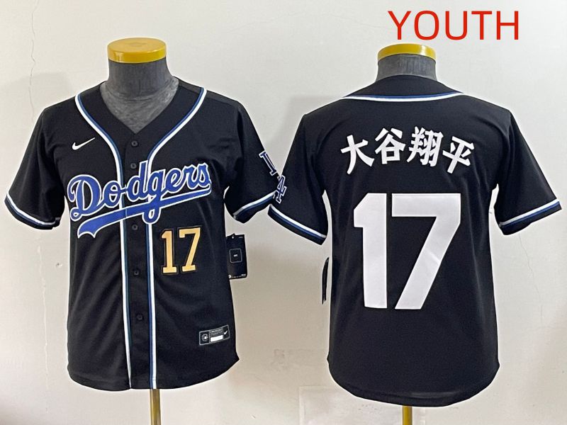 Youth 2025 Los Angeles Dodgers 17 Ohtani Black Three generations Fashion Nike MLB Jersey style 17
